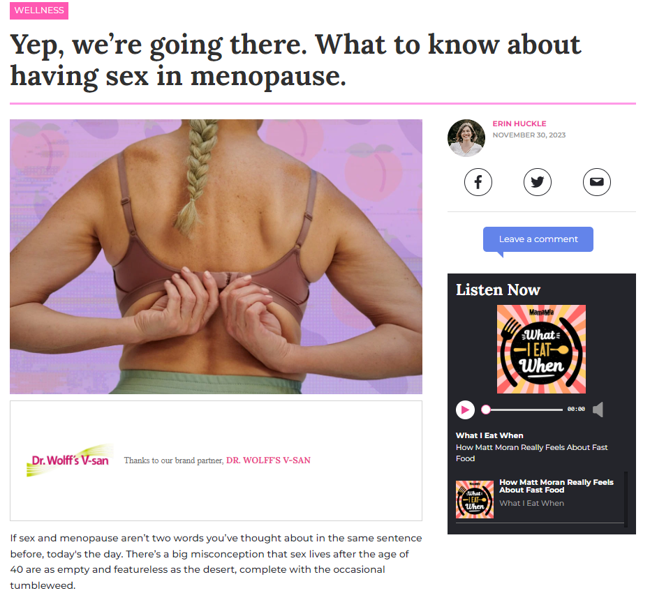 As Featured in Mamamia - Menopause and Sex